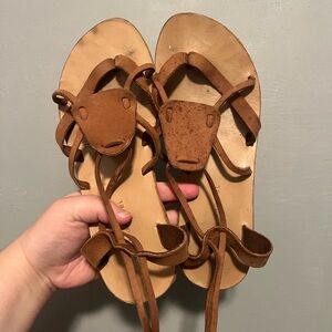 Brown Tie Around Woman’s Leather Sandals
